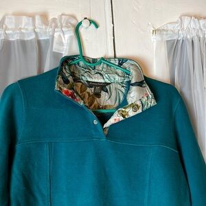 Tommy Bahama Quarter Snap Sweatshirt Women’s S/P Floral Collared Pullover